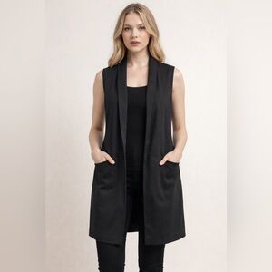 Vero Moda Black Long Sleeveless Vest Duster Coat